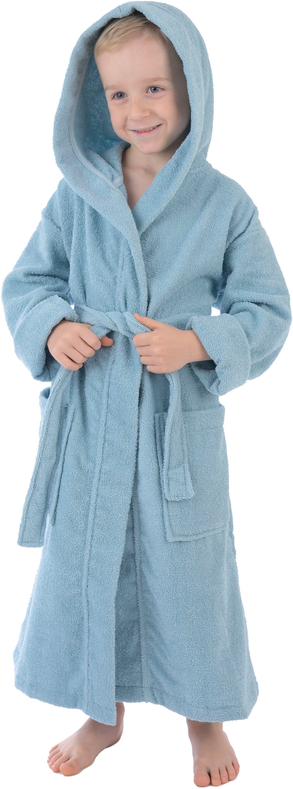 Wewo fashion Kinderbademantel 8530, Langform, Frottier, Gürtel, Kapuze
