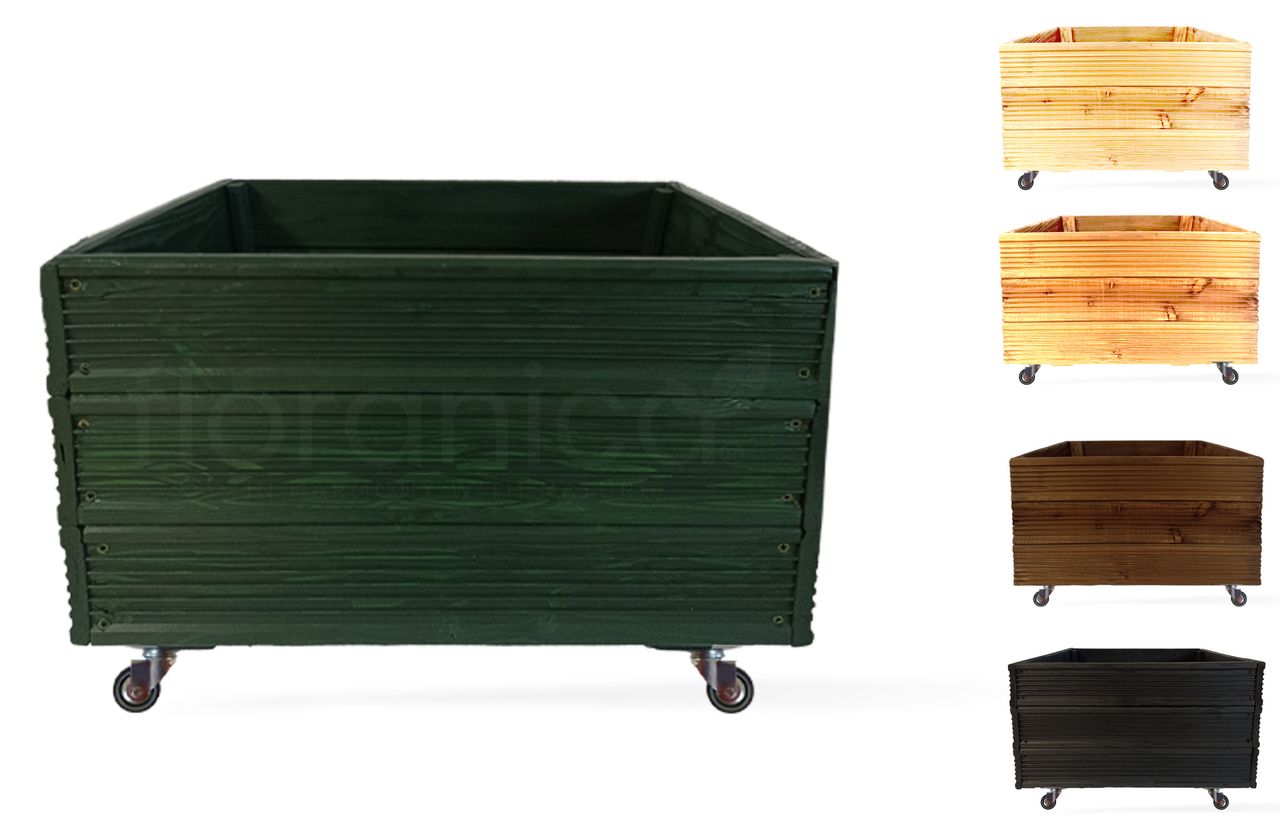 Pemicont Floranica Blumentopf aus Holz Kasten 4 Rollen 50cm x 535cm x 285cm Grün Imprägnierte Lärche Schutzhülle für Kräuter Blumen Haus- und Gartendekoration Innen- und Außeneinsatz