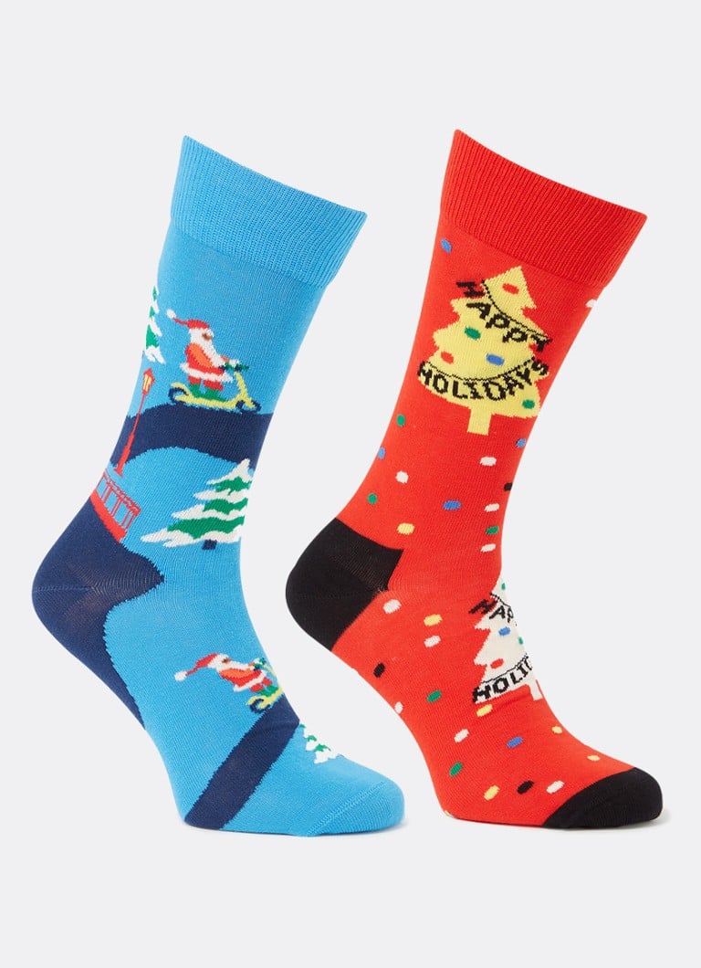 Happy Socks Happy Holidays -sukat painatuksella 2 kappaleen lahjapakkauksessa