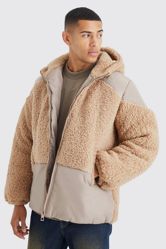 Steppjacke aus Borg & Nylon Mischung
