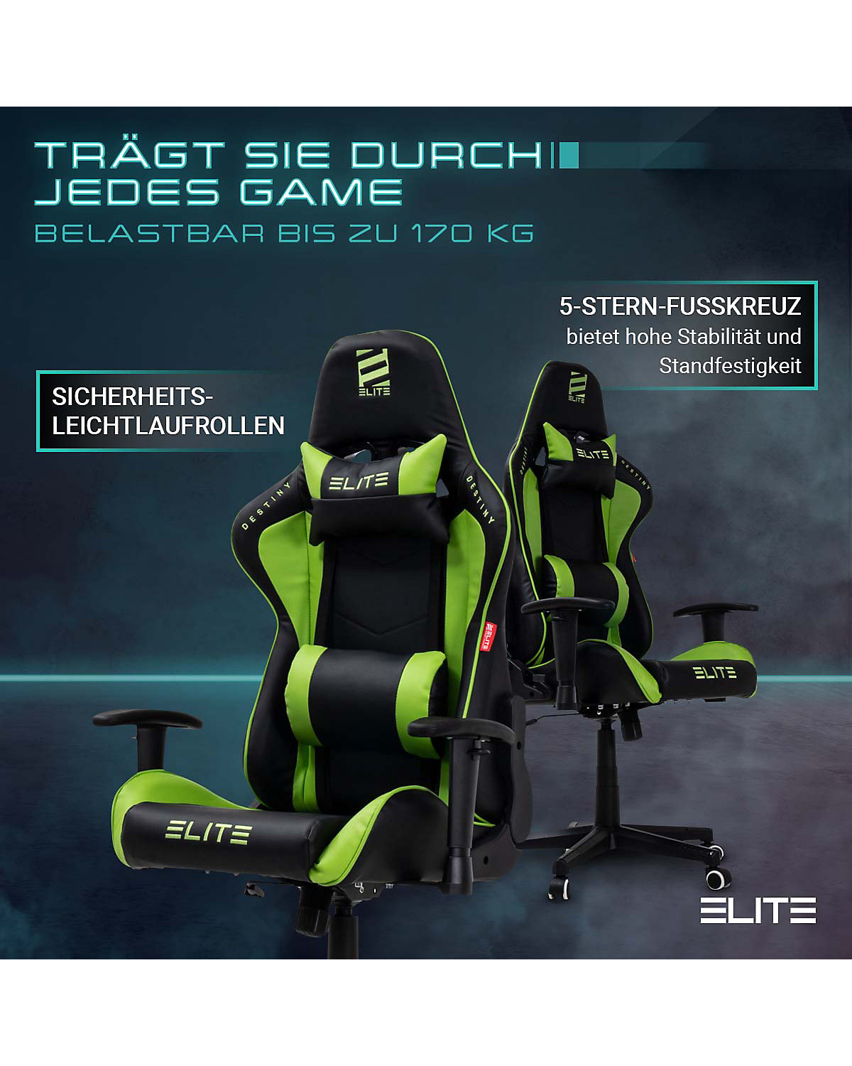 Gaming Stuhl DESTINY MG200 - Ergonomischer Racing Gaming Stuhl - Auch als RGB