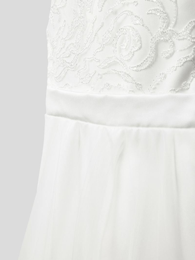 Kleid mit Spitzenbesatz in ecru