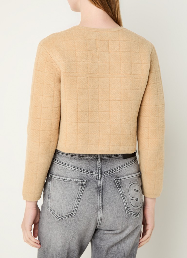 Sandro  Fijngebreid cropped vest met ruitdessin en borstzakken