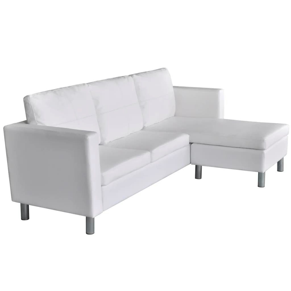 vidaXL Sofa Modulsofa 3-Sitzer Kunstleder Weiß