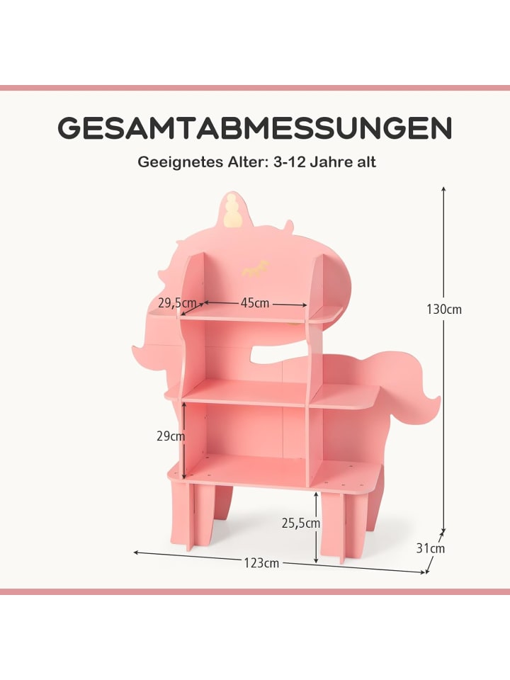 COSTWAY Kinderregal 3 Ebenen in Rosa günstig kaufen onesize