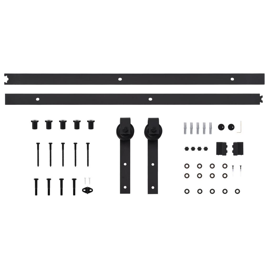 vidaXL Schiebetür Schiebetürbeschlag-Set SKIEN 200 cm Stahl Schwarz (1-St)