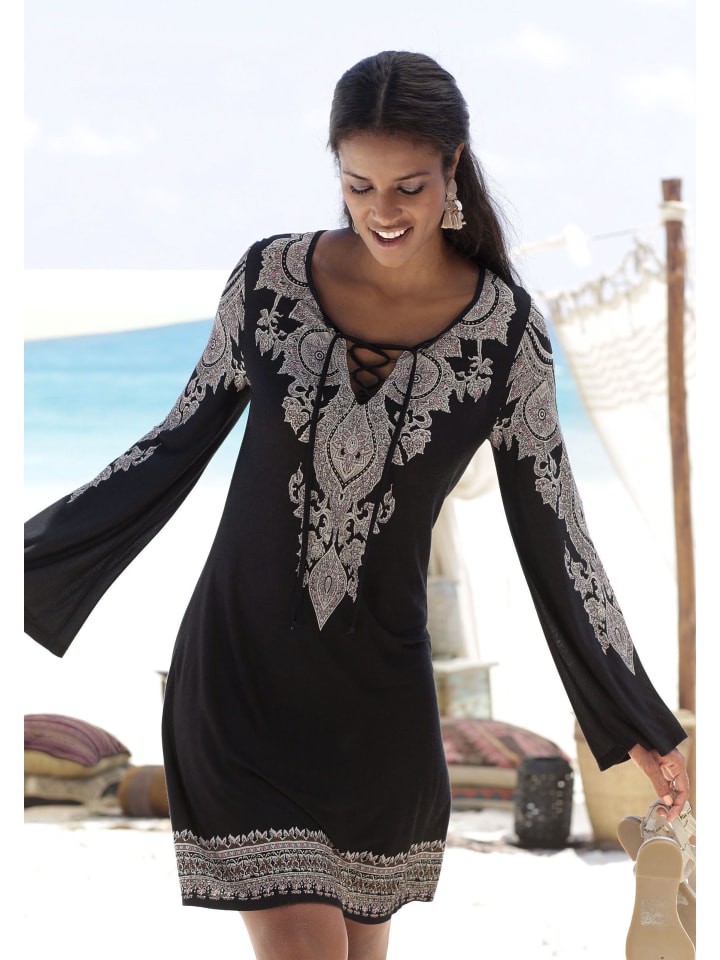 LASCANA Jerseykleid in schwarz-bedruckt günstig kaufen
