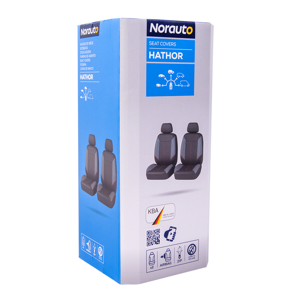 2er-Set Norauto Vordersitzbezüge Hathor schwarz / grau / rot - ATU