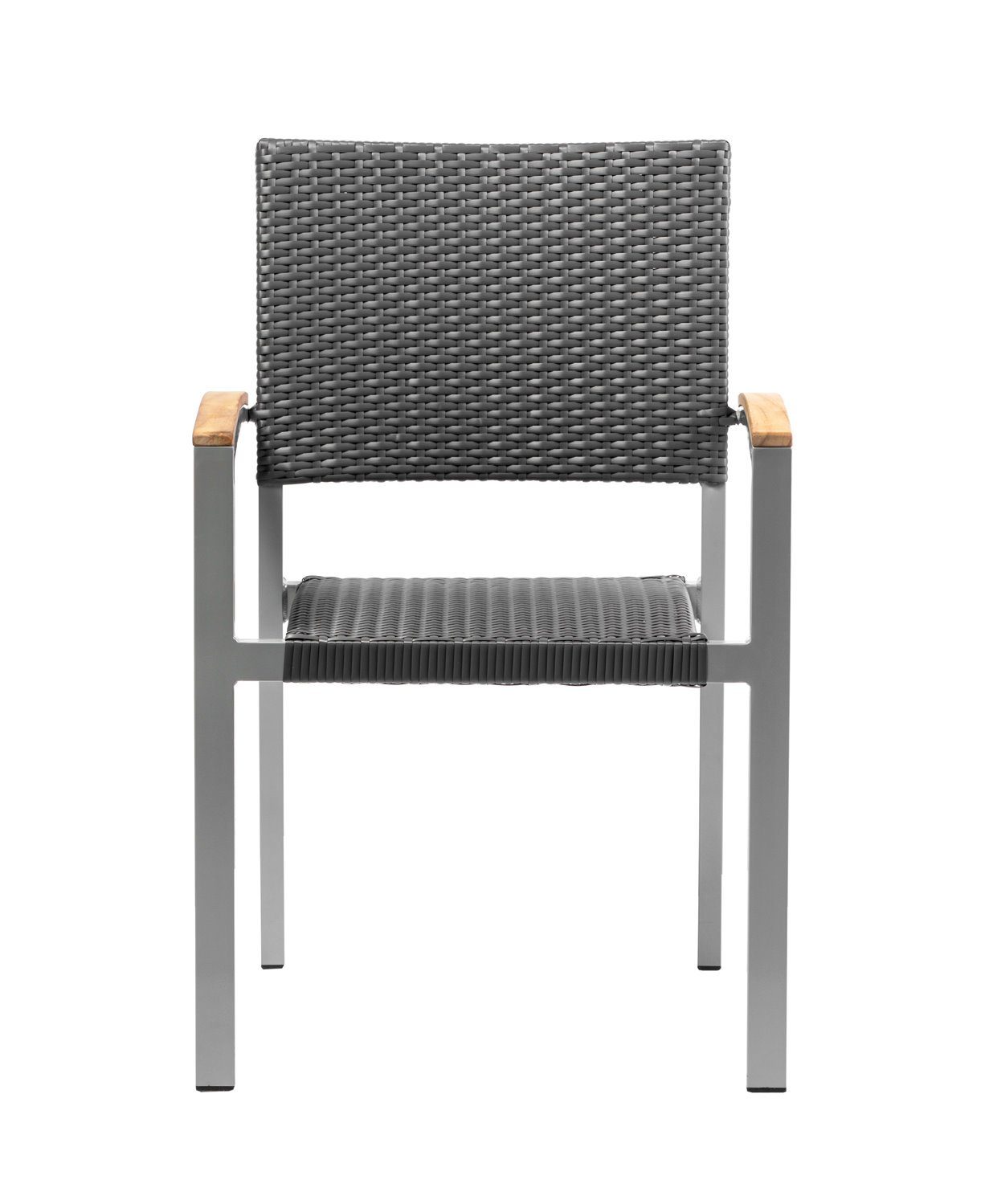 Konway Stapelstuhl BORNEO (4 St), 4x KONWAY® BORNEO Stapelsessel Schiefergrau Polyrattan Sessel
