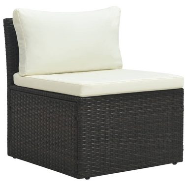 vidaXL Loungesofa 4-tlg. Garten-Lounge-Set mit Auflagen Poly Rattan Braun, 1 Teile