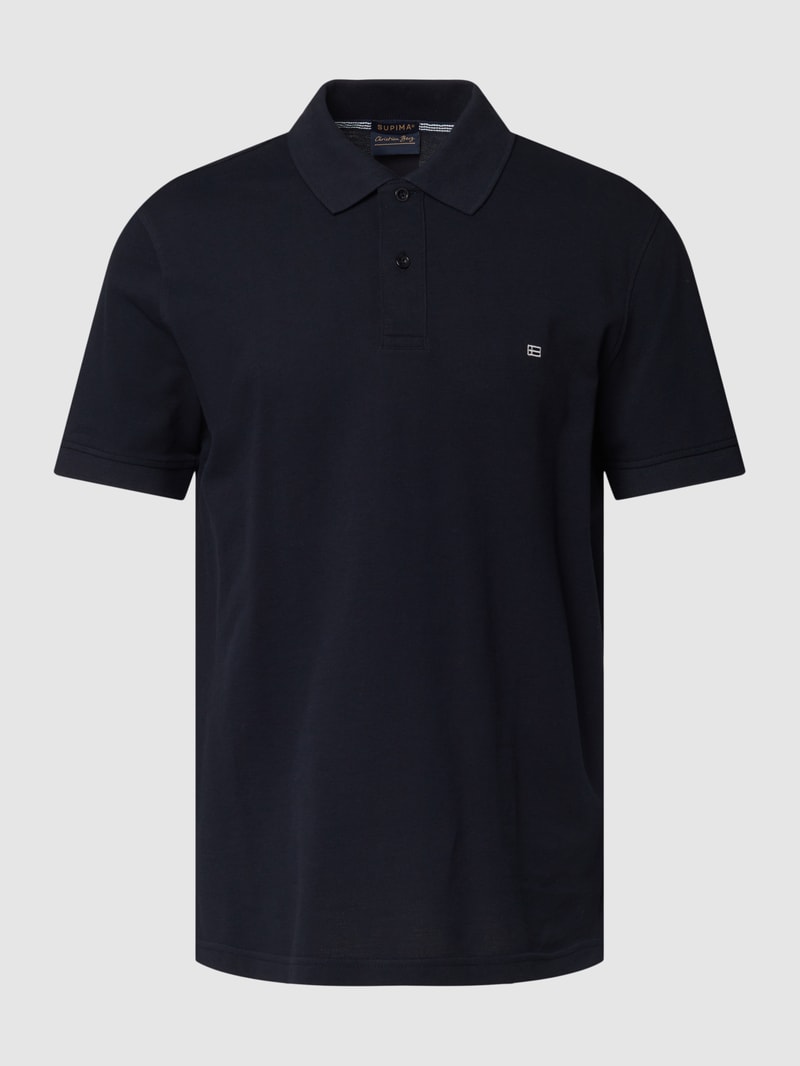 Poloshirt mit Label-Stitching in marineblau