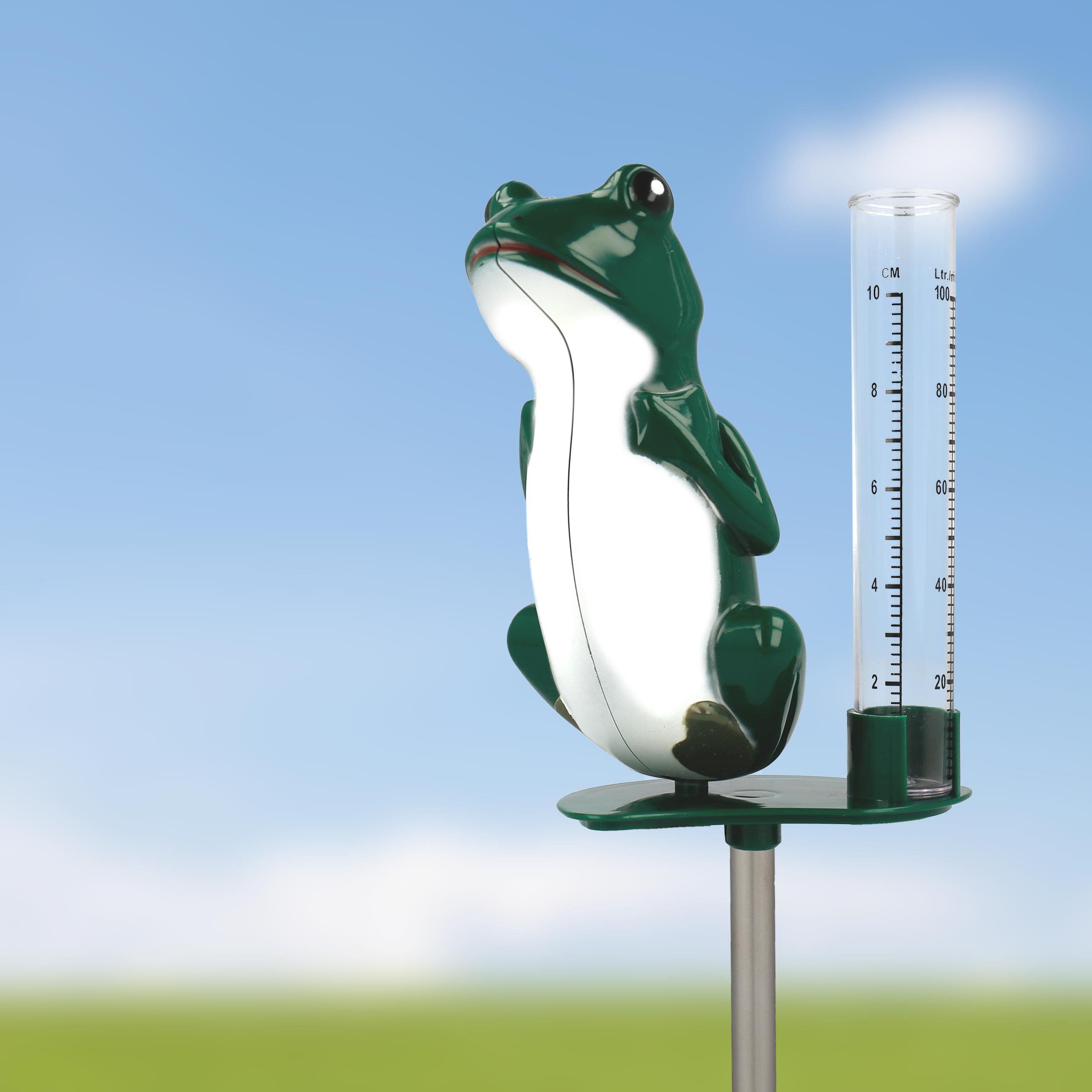 Lantelme Regenmesser Frosch und Gartenthermometer Sonne Regenmesser (Metall Erdspieße, inkl. 2x 40cm Erdspieß Metall)