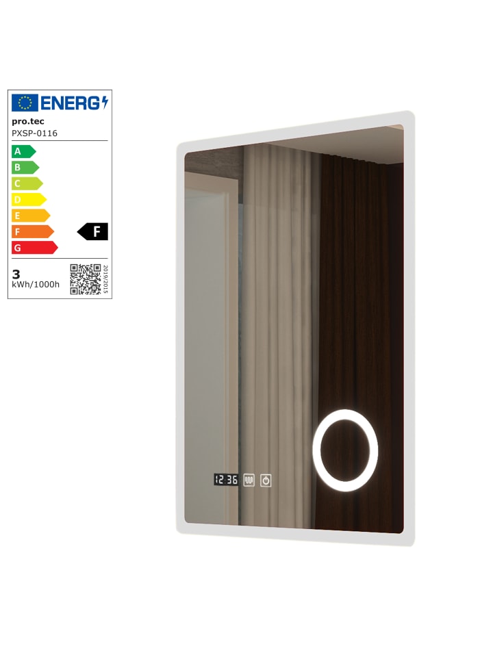 pro.tec LED-Badezimmerspiegel Racale in Weiß (H)80cm (B)60cm günstig kaufen onesize