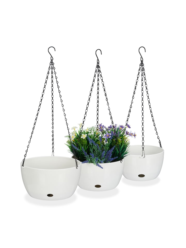 relaxdays 3-tlg. Blumenampel Set in Weiß günstig kaufen onesize