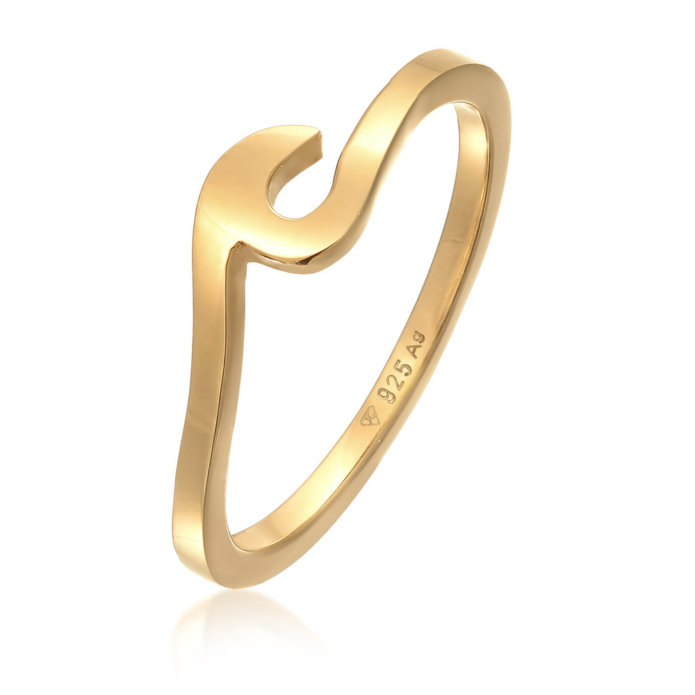 Elli Elli Bague Femmes Vague Basique Tendance en Argent Sterling 925 Bague