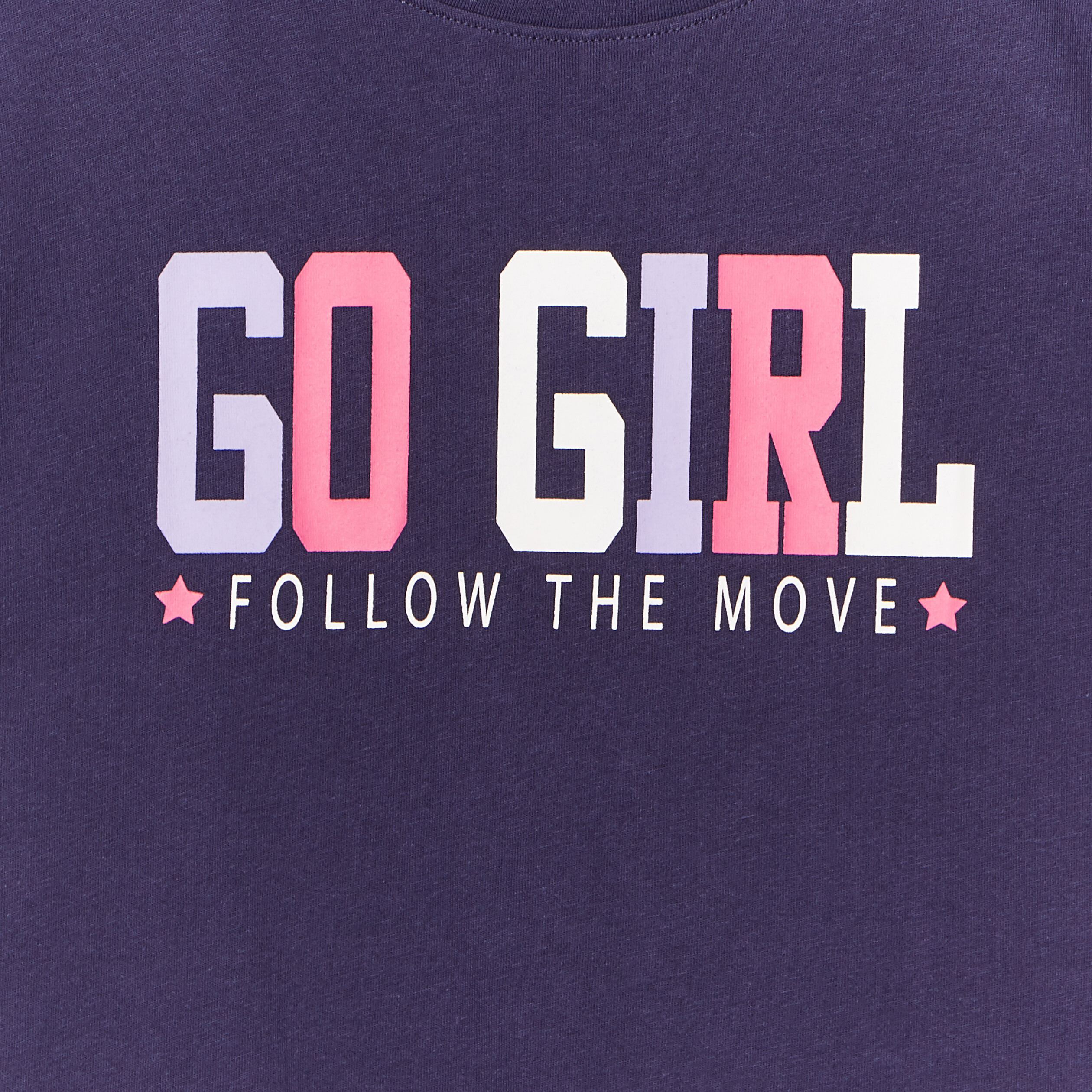 T-shirt droit manches courtes coton bleu marine fille | La Halle