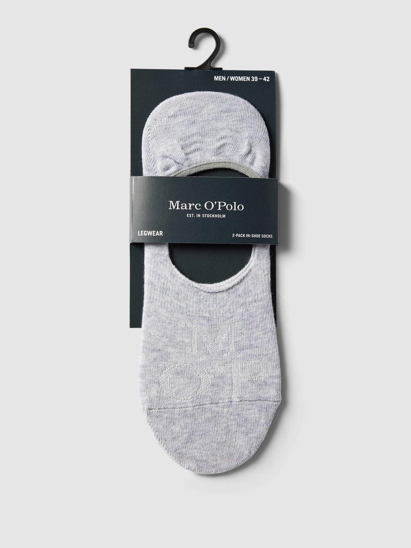 Sneakersocken mit Label-Print in hellgrau meliert