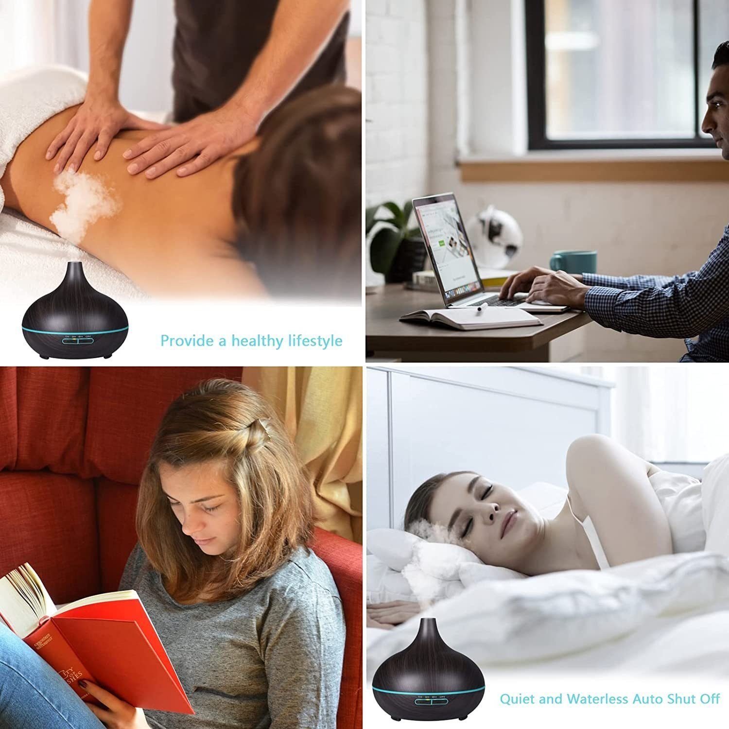 Mutoy Diffuser, Aroma Diffuser, 550ml, Aroma Ultraschall-Vernebler, 550,00 l Wassertank, Aroma sparsamen Ultraschall-Vernebler in kleine Duftspender verwandeln