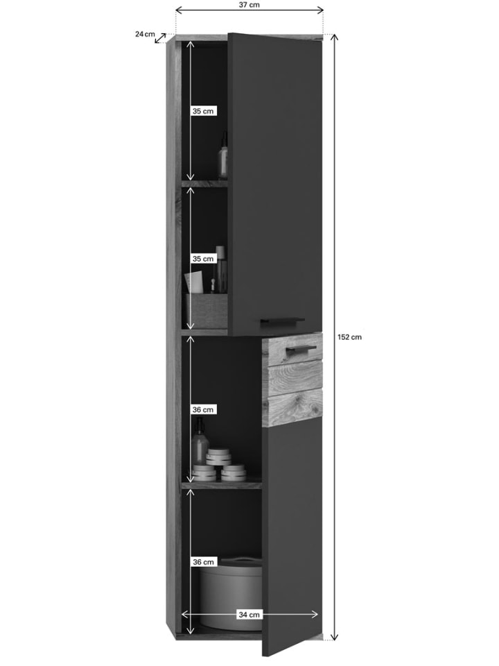 ebuy24 Hochschrank Mason Grau 37 x 24 cm günstig kaufen onesize