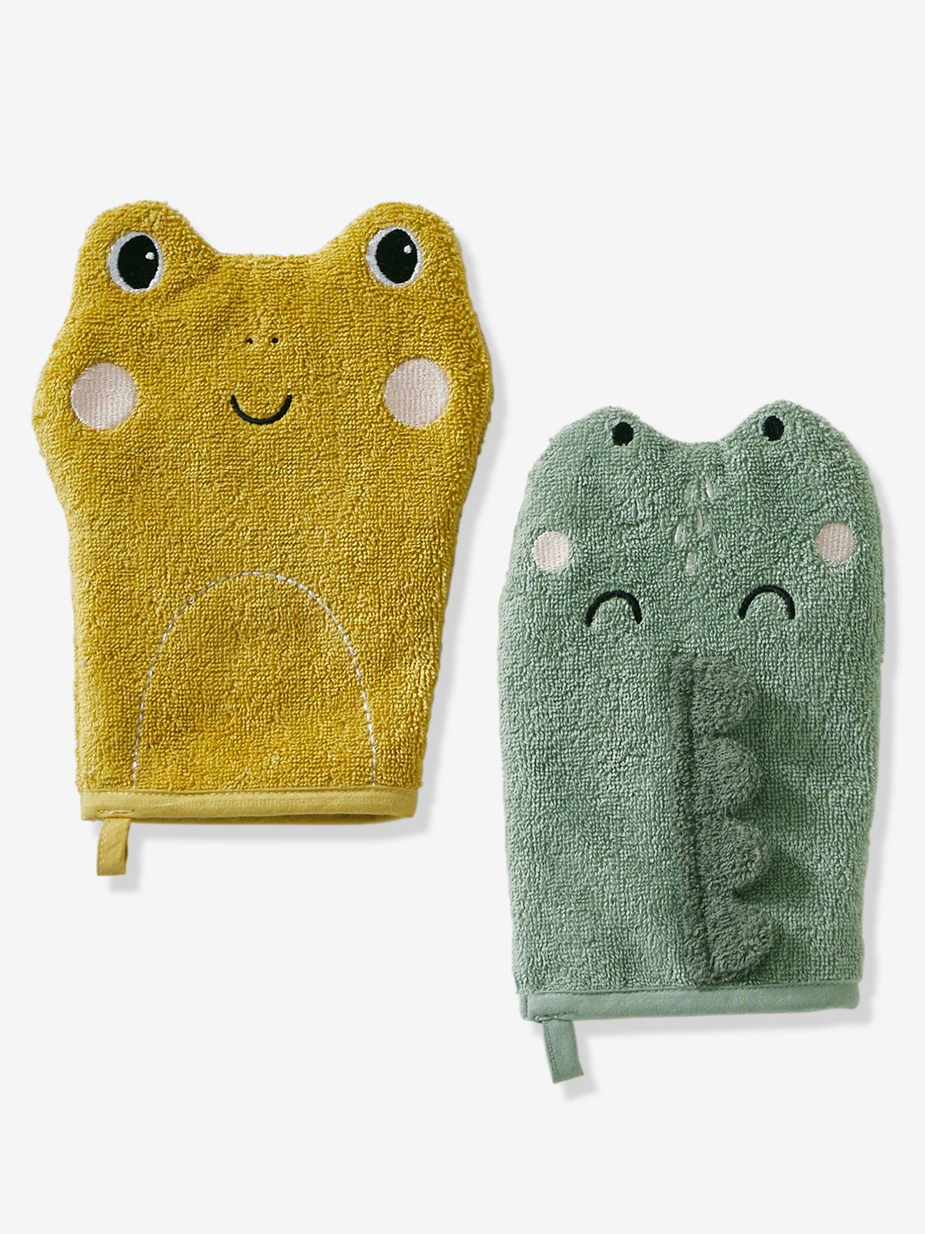Lot de 2 gants de toilette Animorigolo bleu