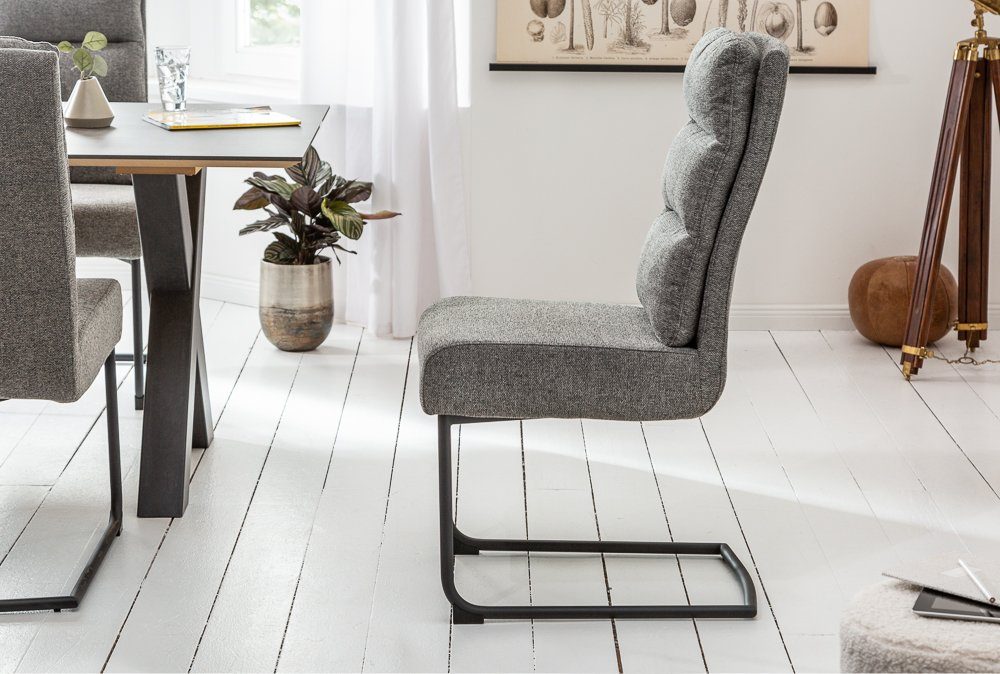 riess-ambiente Freischwinger COMFORT vintage grau, Esszimmer · Webstoff · Metall · Industrial Design
