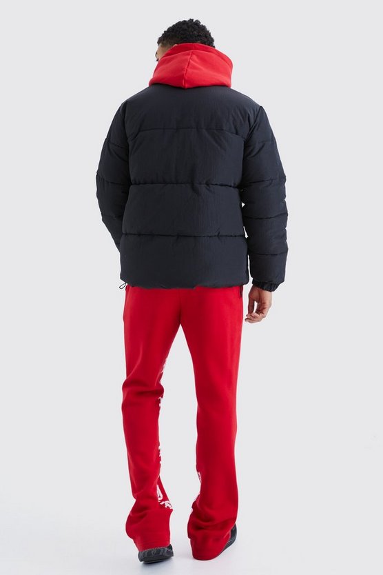 Kontrast Ripstop Steppjacke mit Trichterkragen