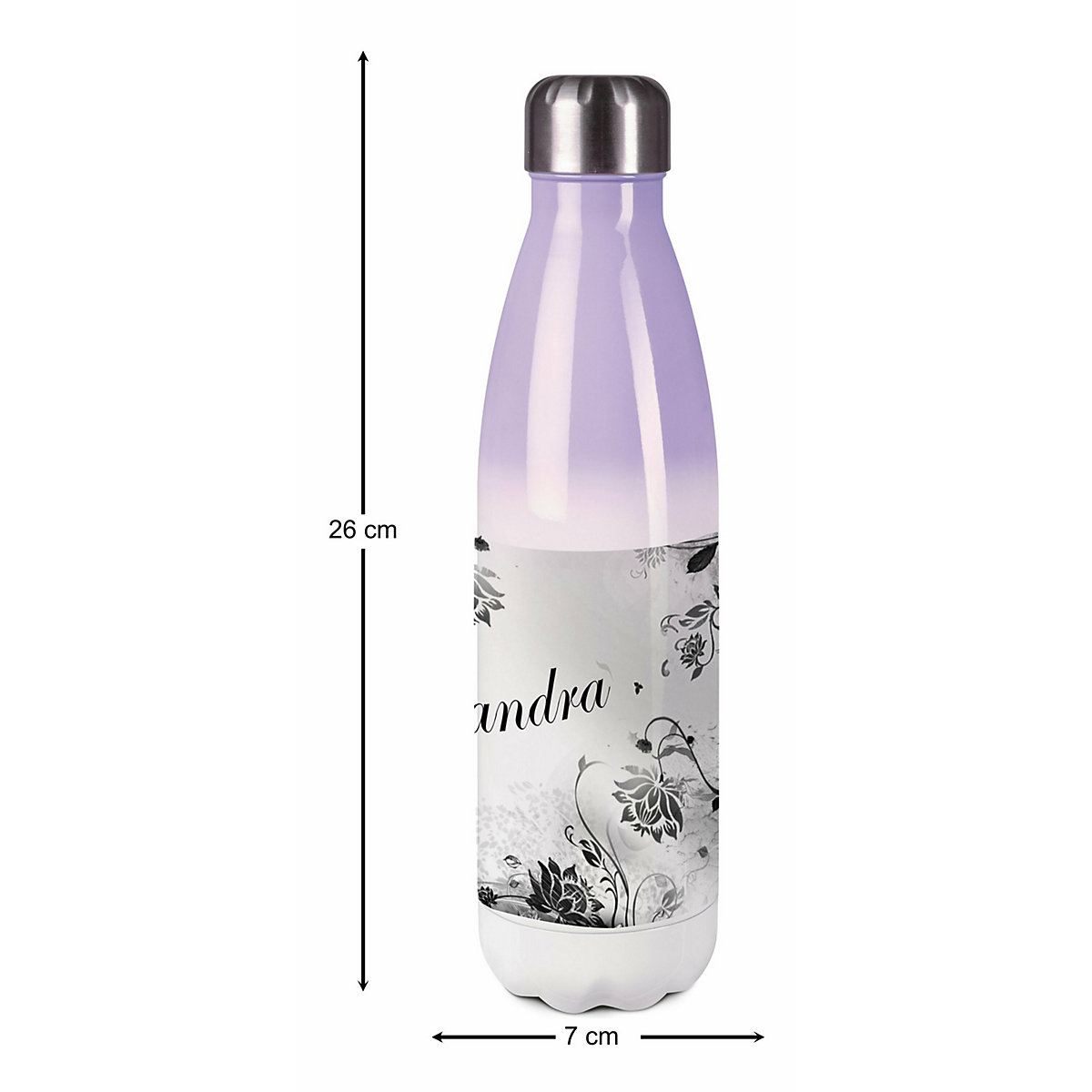 Edelstahl Kinder Thermoflasche / Trinkflasche bunt Blumenranke Farbe schwarz weiß Spülmaschinenfest, Auslaufsicher, Bruchfest, Doppelwandig, Für Heißgetränke geeignet, Mit Deckel, Isoliert