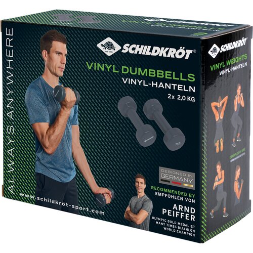 SCHILDKRÖT VINYL HANTEL SET, 2X 2,0KG (GREY), IN 4C-BOX, M-2022