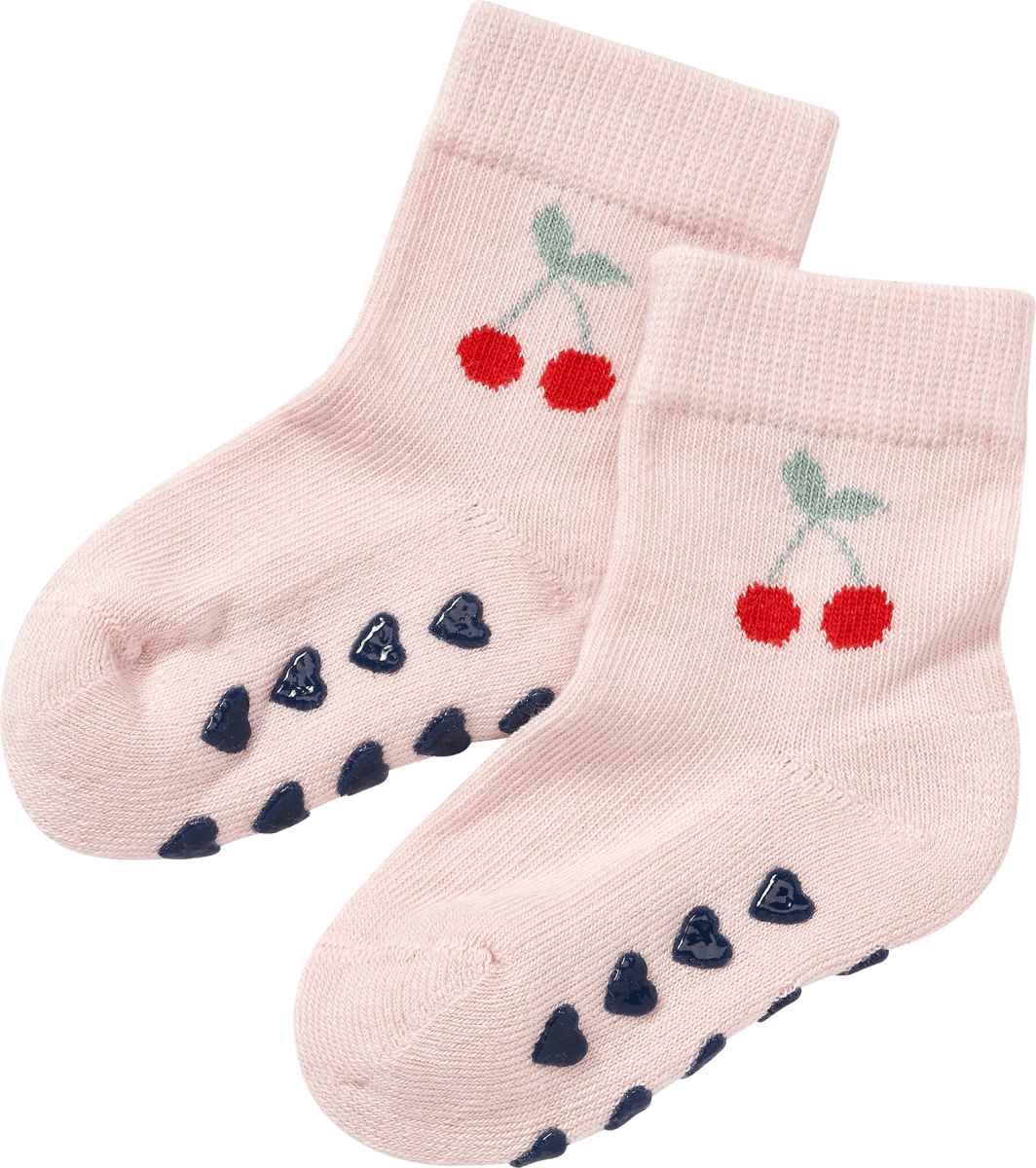 ABS Socken mit Kirsch-Motiv, rosa, Gr. 18/19, 1 St