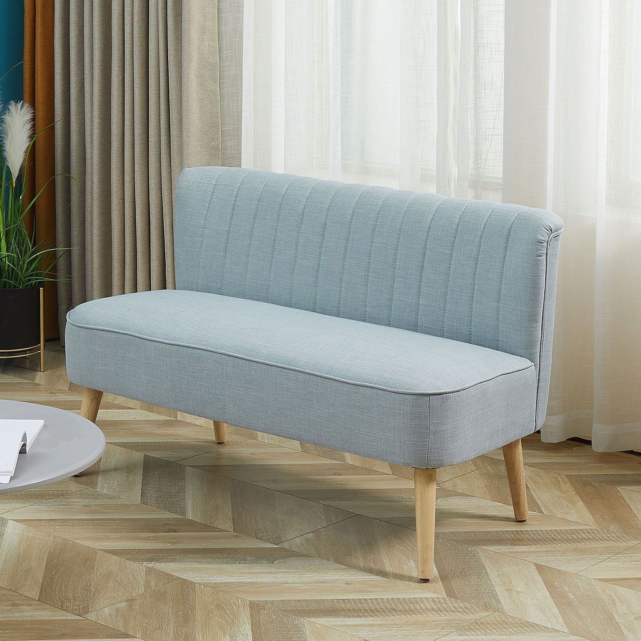 HOMCOM 2-Sitzer Stoffsofa Polstersofa Sitzmöbel Loungesofa Hellgrün 117 x 56,5 x 77 cm