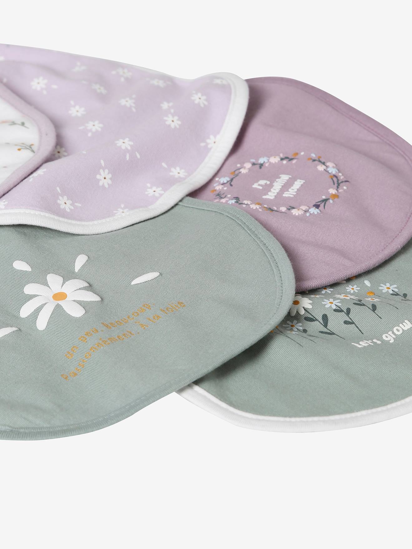 Lot de 5 bavoirs naissance lot chat rose