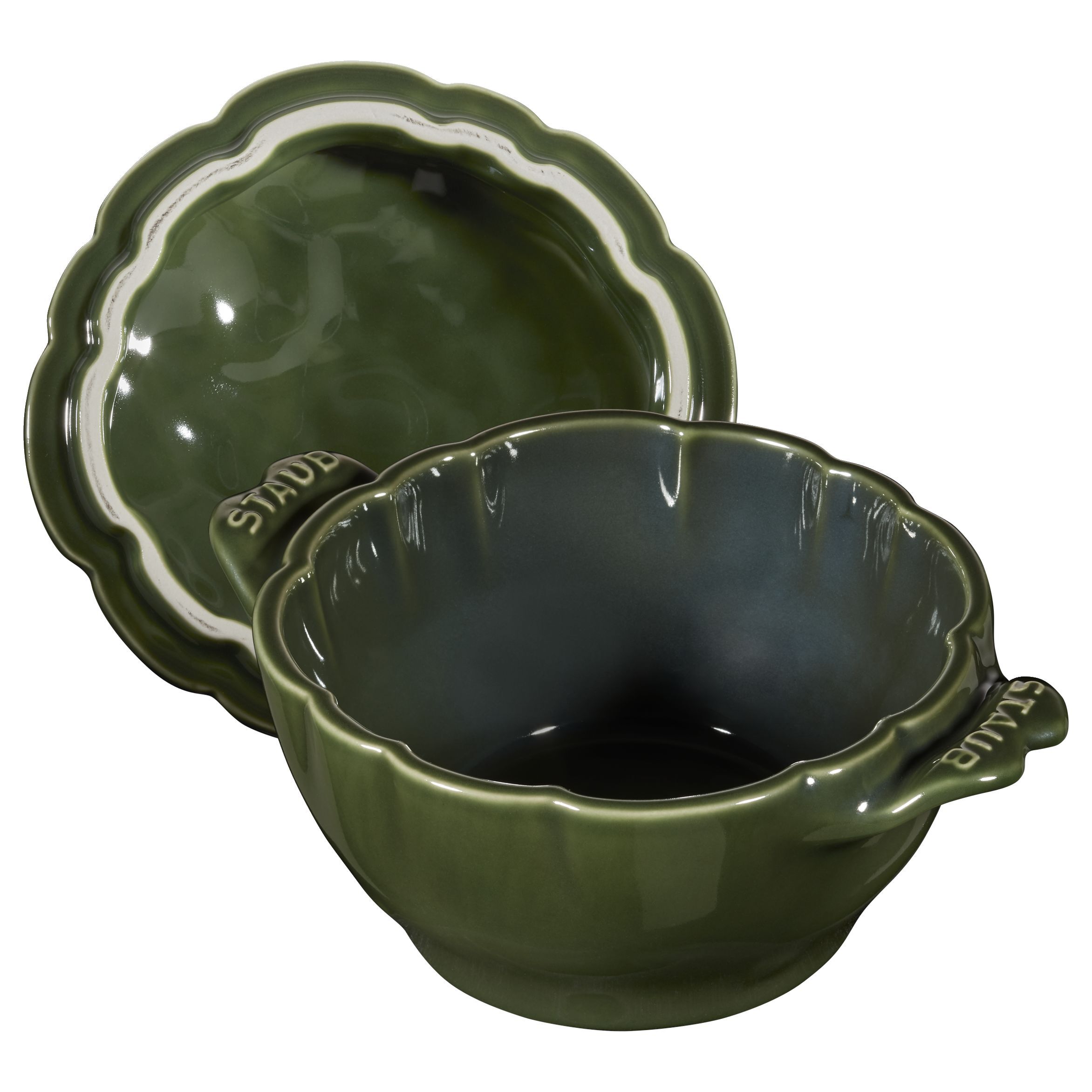 Cocotte 13 cm, Artischocke, Basilikum-Grün, Keramik
