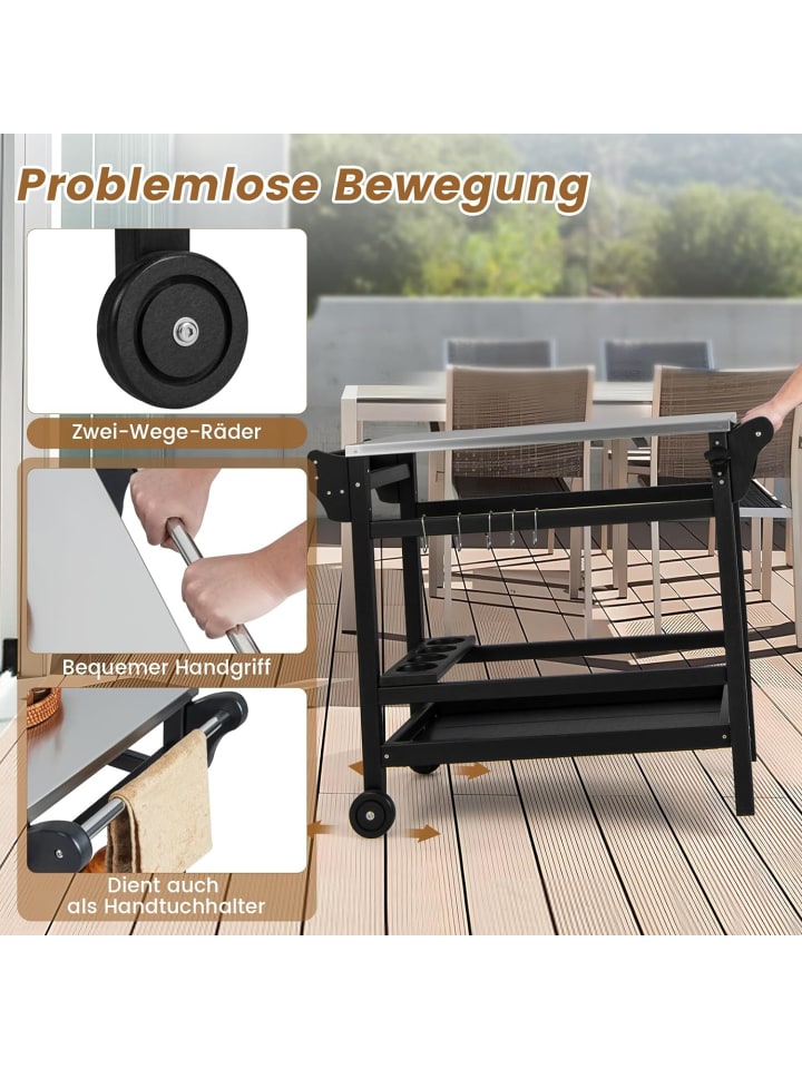 COSTWAY Grillwagen HDPE in Schwarz günstig kaufen onesize