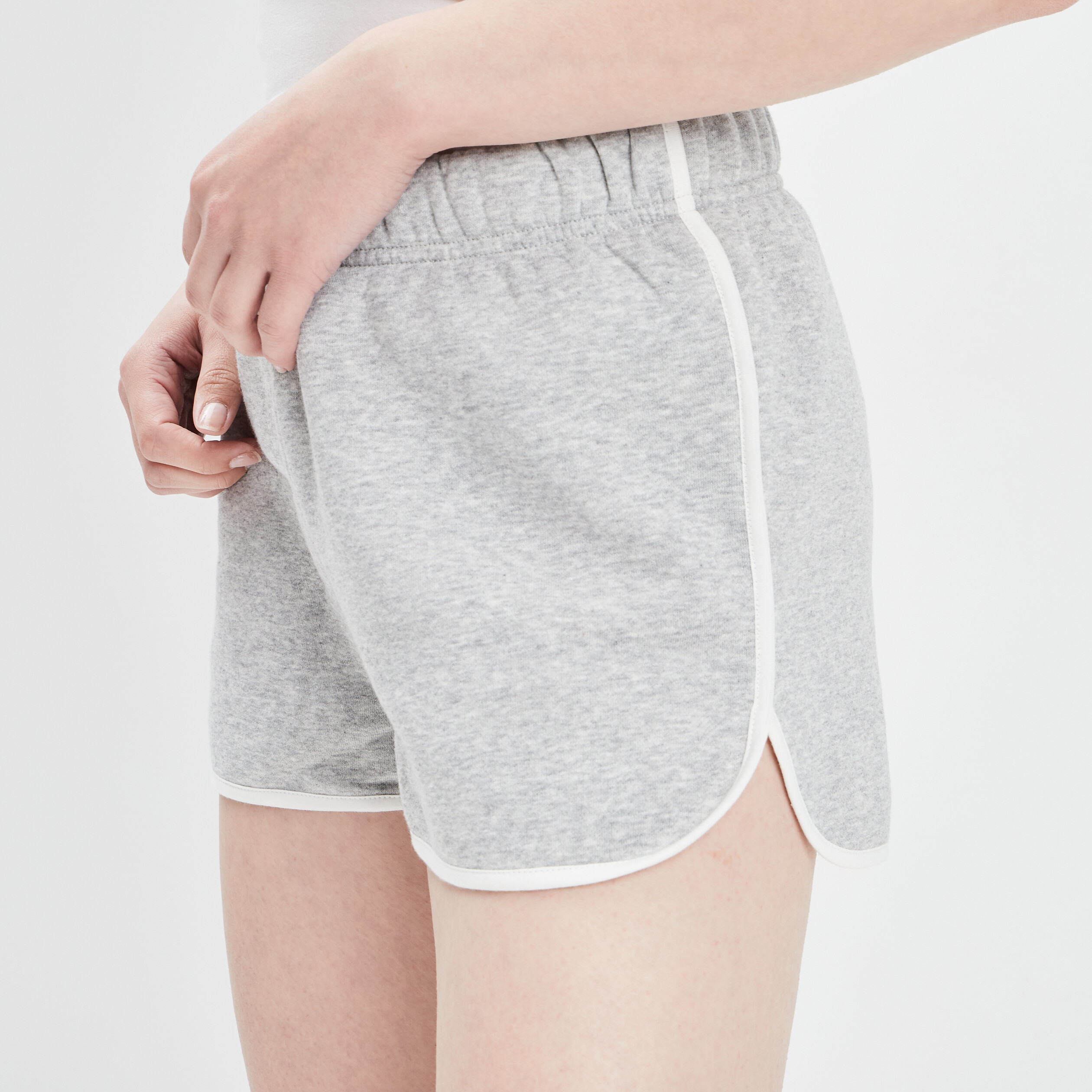 Short droit taille élastiquée gris clair femme | La Halle