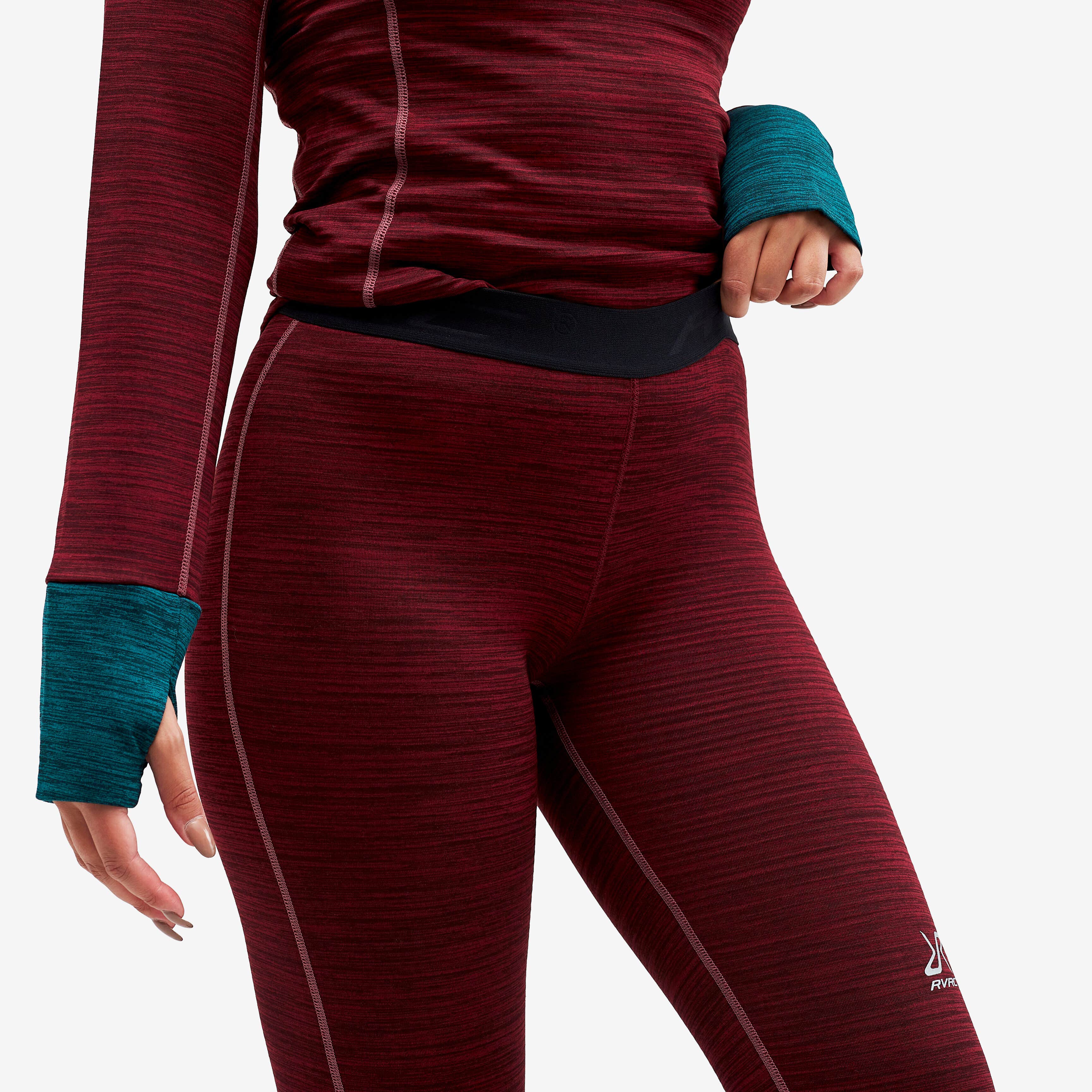 Hiball Waffle Base Layer Set Femme Bison Red