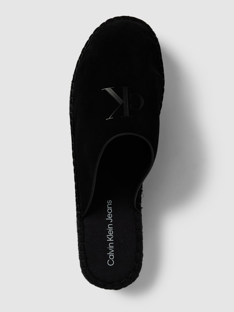 Mules aus Leder mit Plateausohle Modell 'ROPE' in black