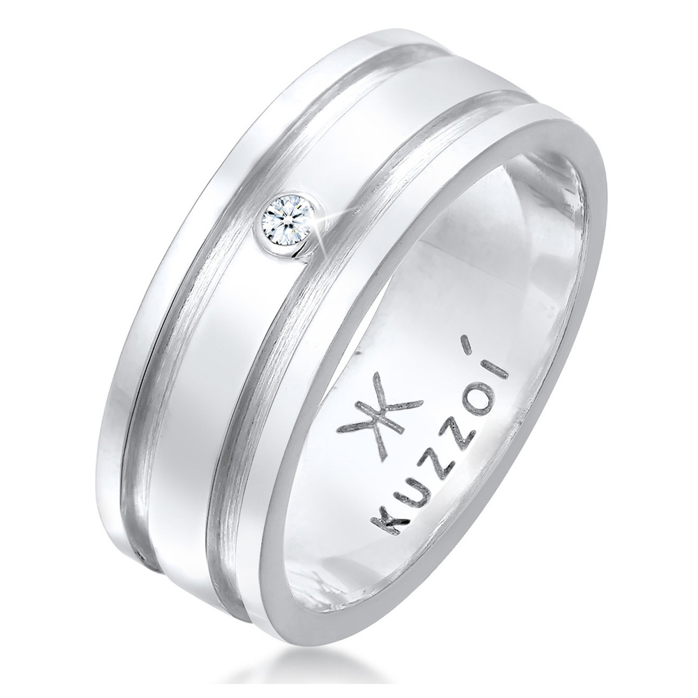 KUZZOI KUZZOI Bague Bracelet pour homme massif avec diamant (0.03 ct.) en argent sterlin Bague
