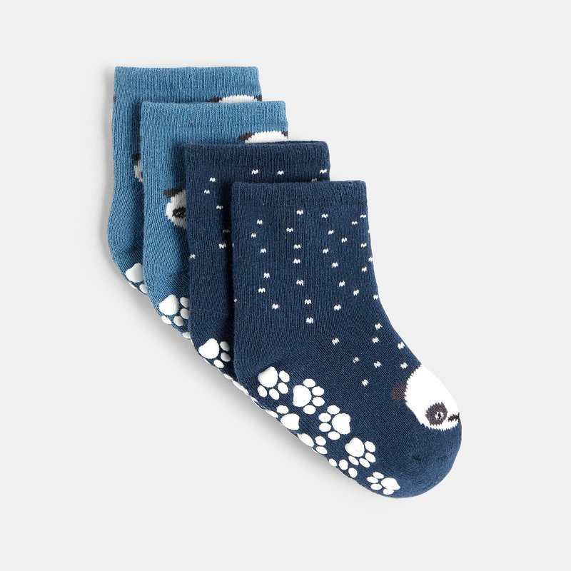 Chaussettes anti-glisse bleues bébé garçon