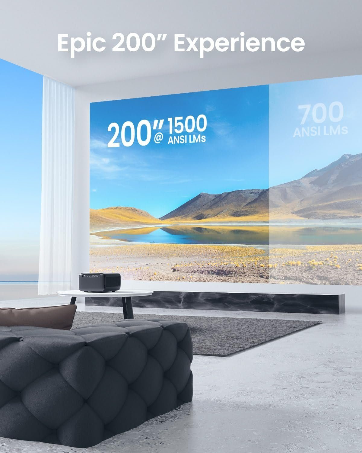 CASIRIS 1080P 4K-Unterstützt, Autofokus/Trapezkorrektur Portabler Projektor (1500 lm, 50000:1, 1920x1080 px, Maximal 200''Display automatische Keystone-Korrektur,digitales Zoomen)