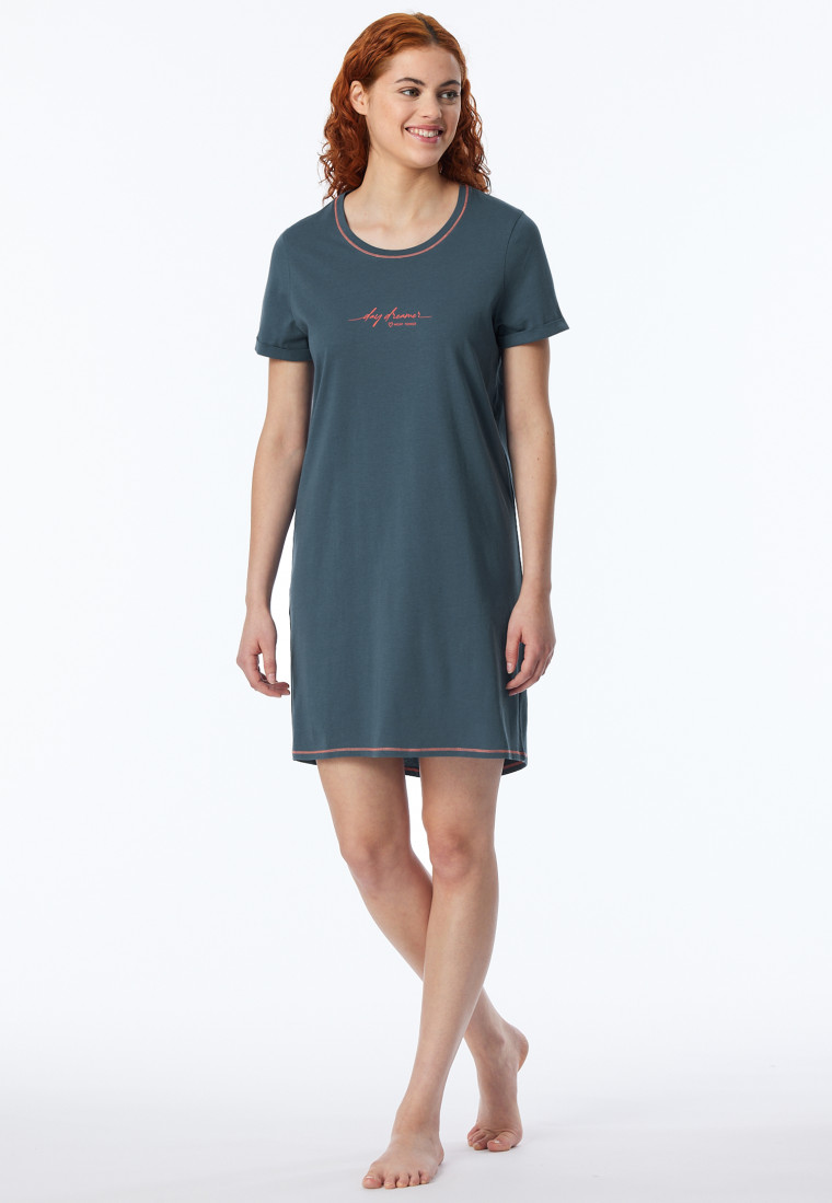 Sleepshirt kurzarm Print jeansblau - Casual Essentials