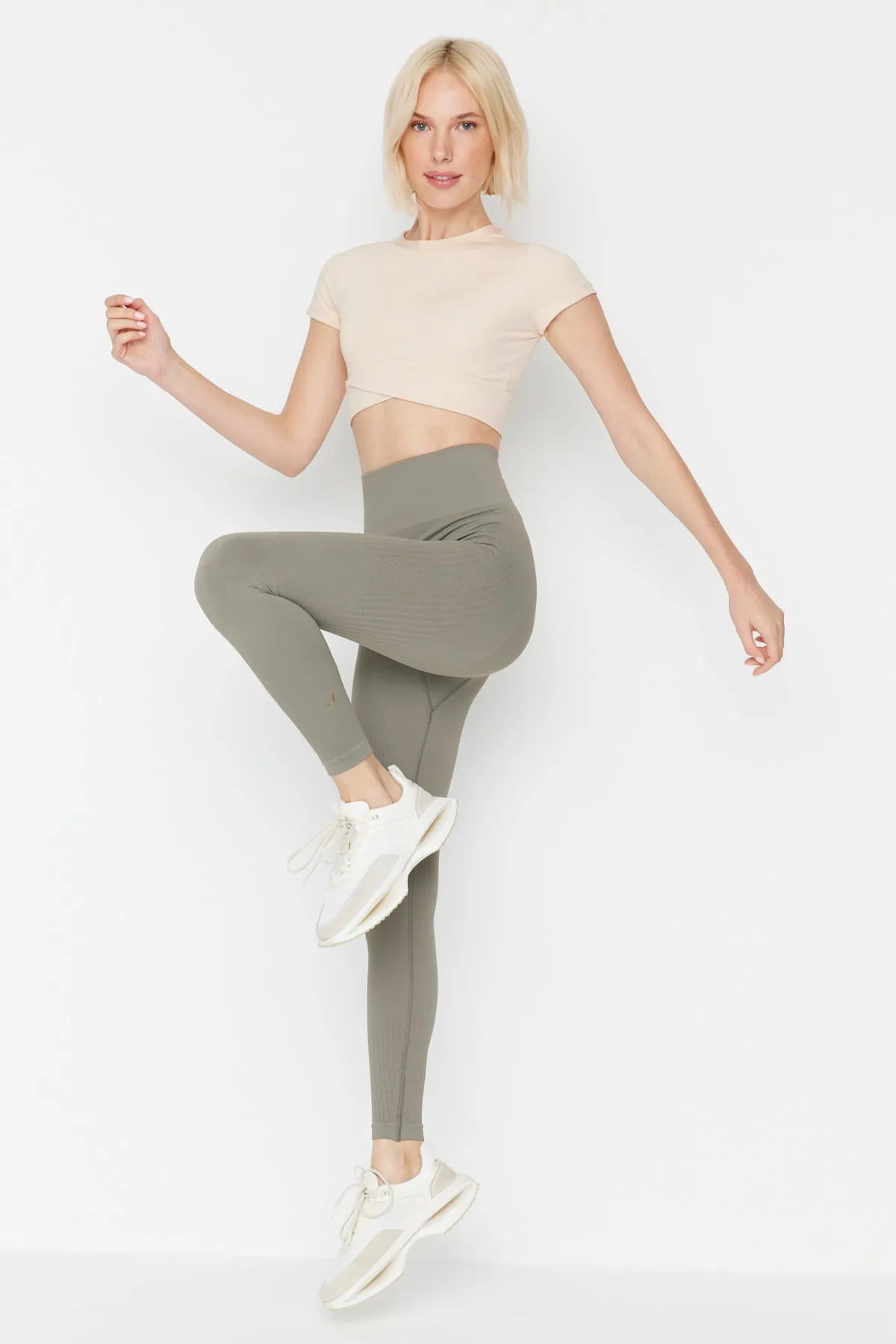Jerf  Lily - Khakifarbene Erholungs-Leggings mit hoher Taille