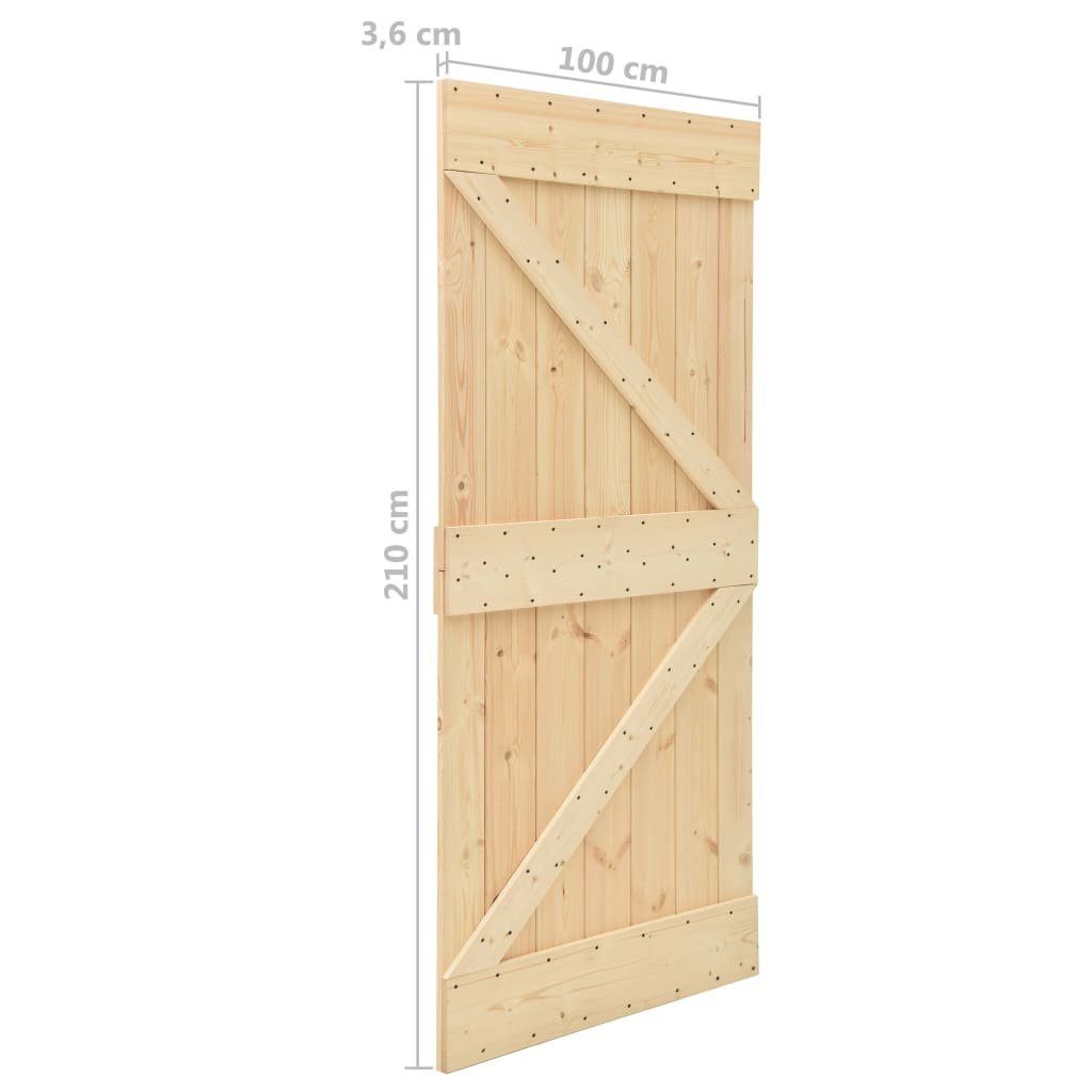 vidaXL Schiebetür Tür 100x210 cm Kiefer Massivholz (1-St)
