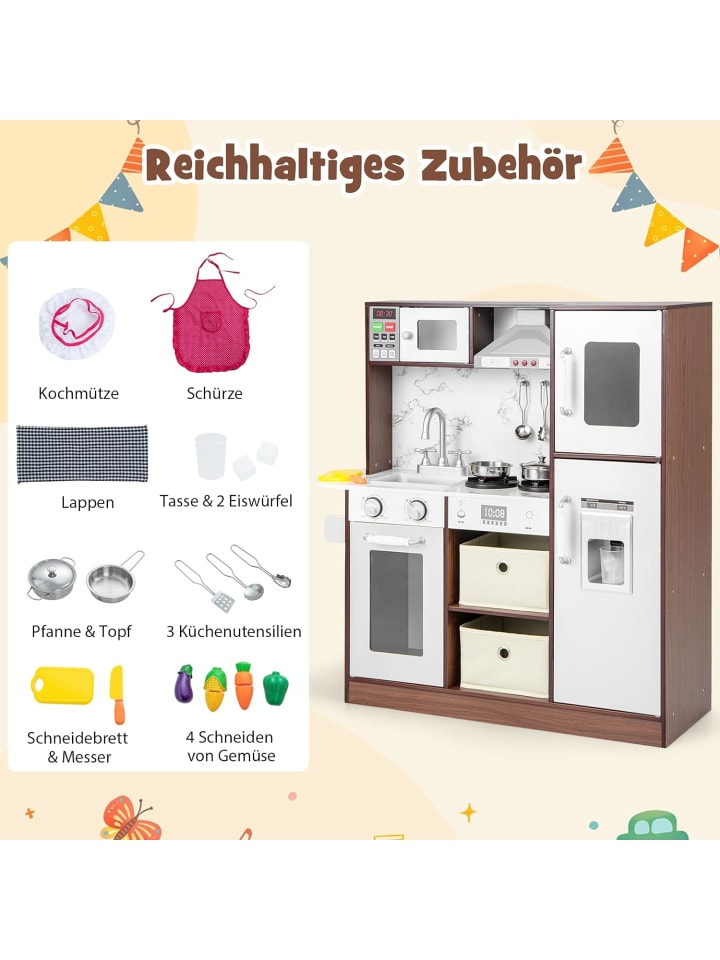 COSTWAY Spielküche ab 3 Jahre in Braun günstig kaufen onesize