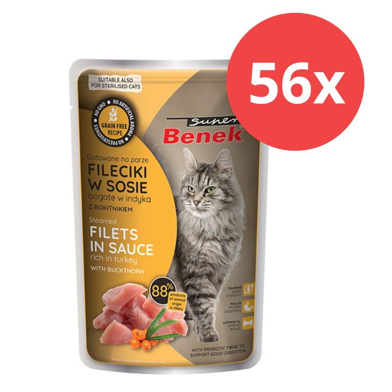 Sparpaket Super Benek Getreidefrei Gedämpfte Filets 56 x 85 g