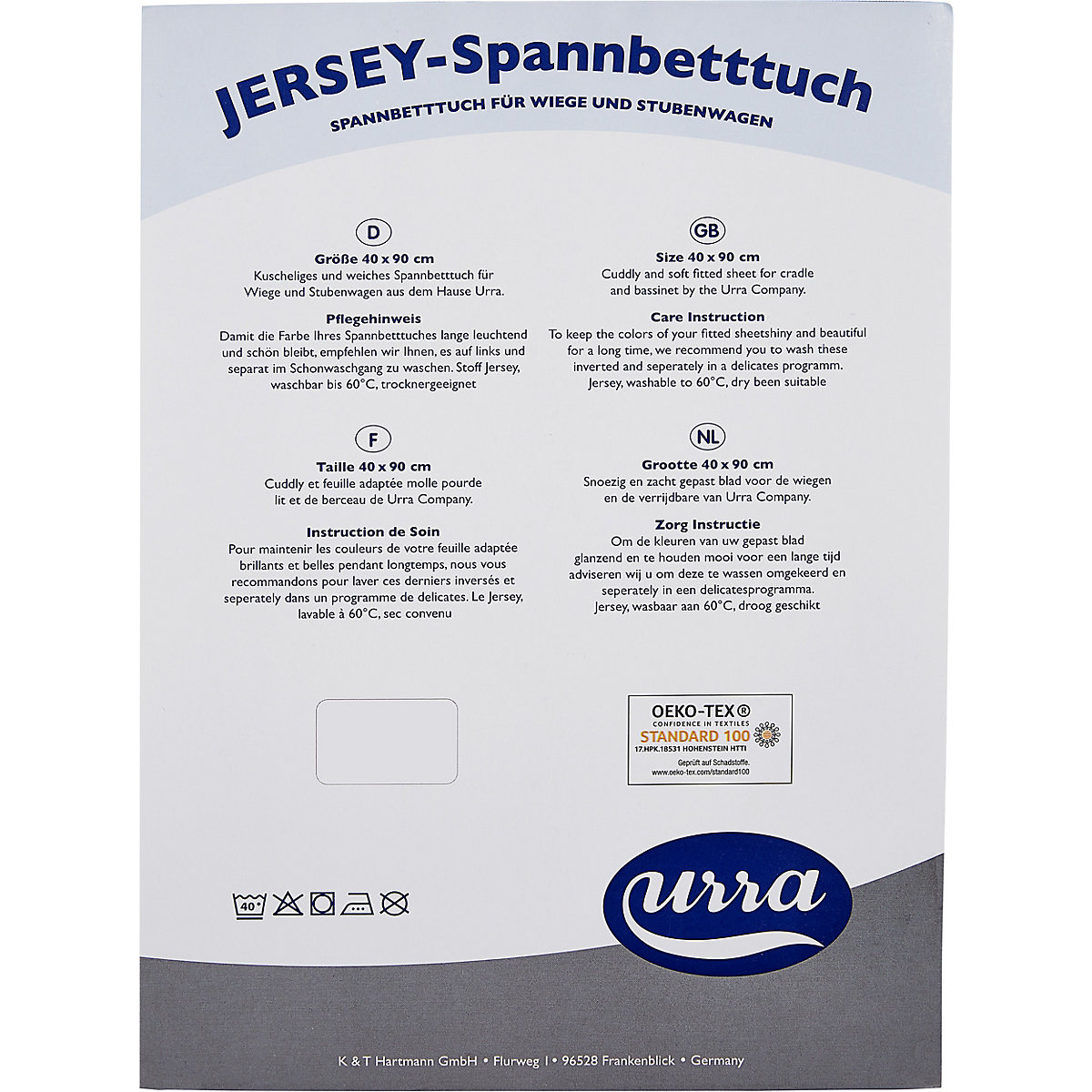 Jersey Spannlaken weiß/rosa, 40 x 90 cm, 2er Pack