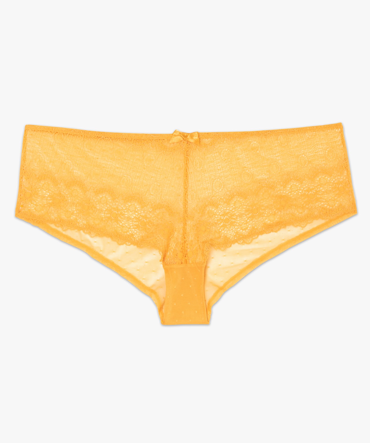 Shortie femme grande taille en tulle et dentelle jaune | GEMO