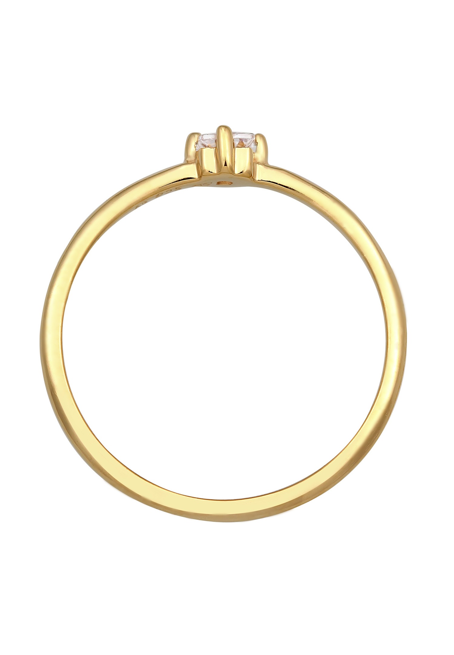 Anillo de compromiso clásico solitario Elli para mujer con circonita en plata de ley 925 chapada en oro.