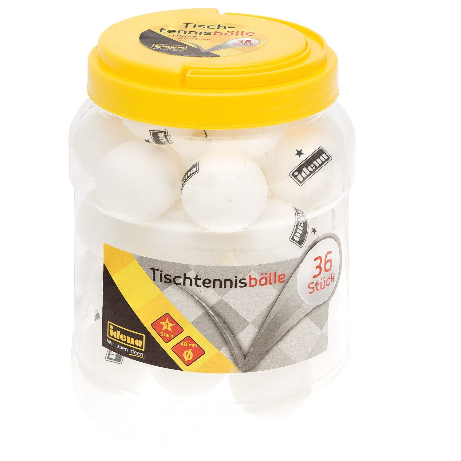 Idena Tischtennisball Idena 40169 - Tischtennisbälle 36 Stück in weiß, Durchmesser ca. 4 cm (Packung)