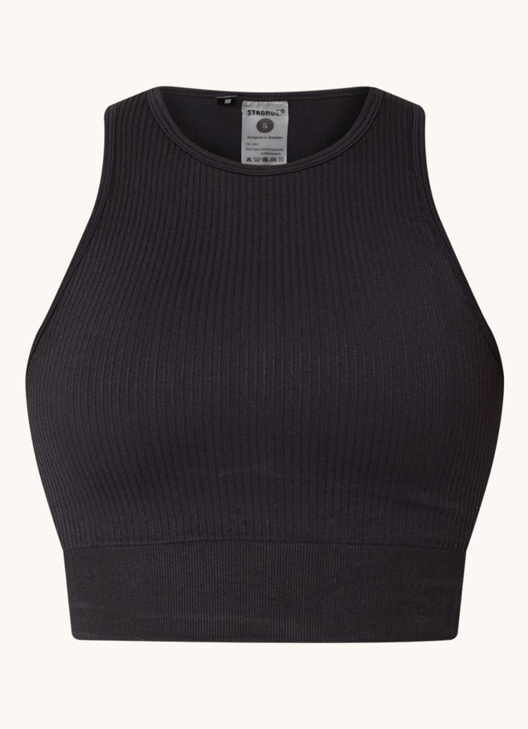 STRONGER Embrace cropped training top with rib structure