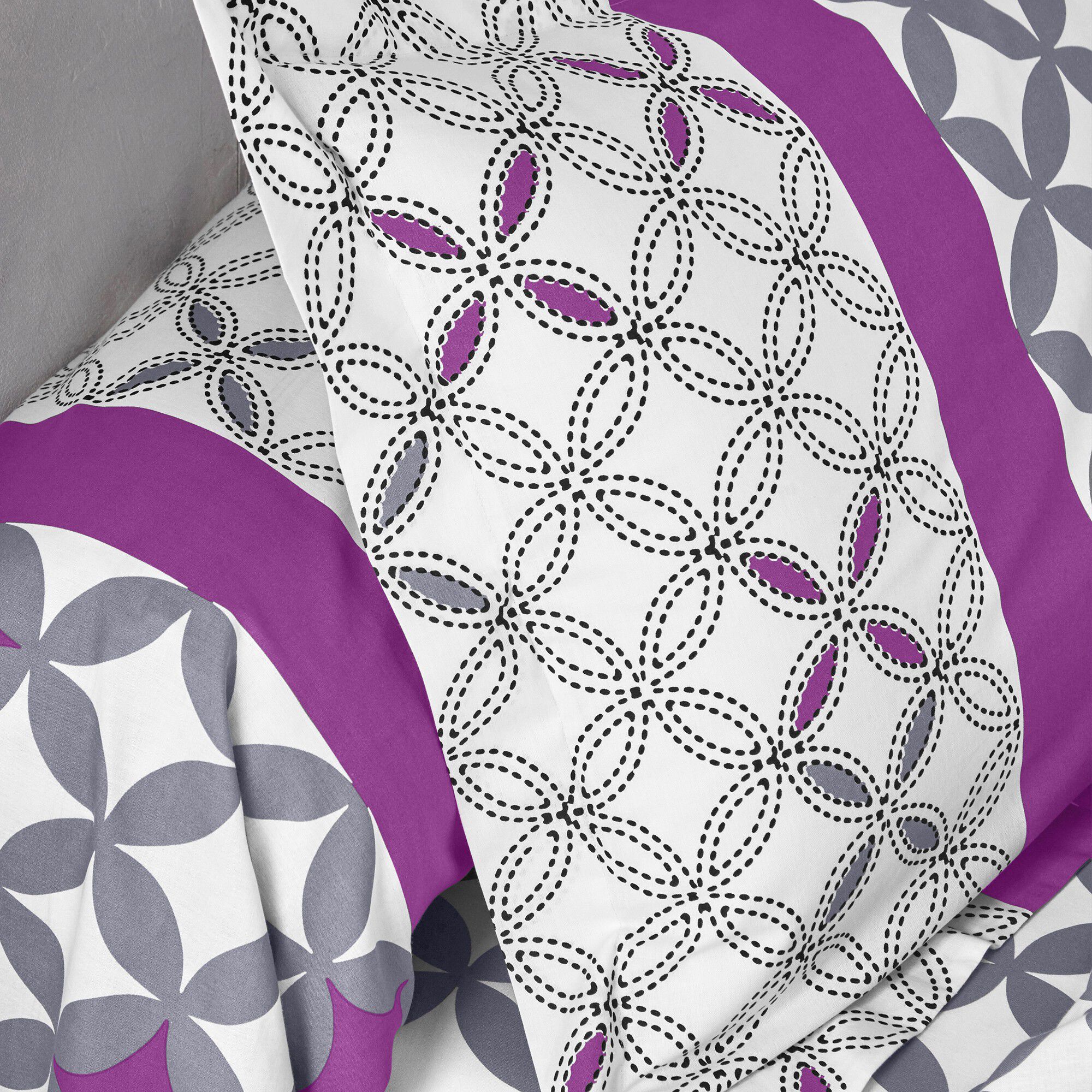 Linge de lit Marlow en coton motifs géométriques